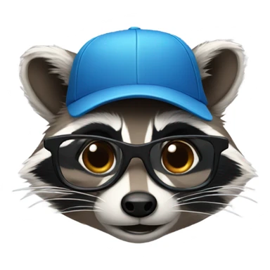 Racoon with baseball cap and glasses sticker