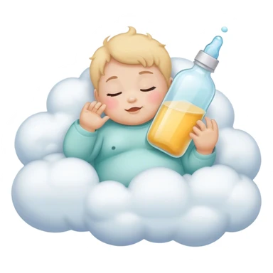 Baby laying on a cloud with a bottle  sticker