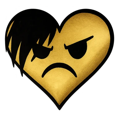 gold emo heart, remove background sticker