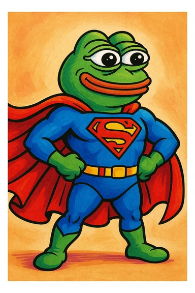 Pepe the Frog as a superhero with cape sticker