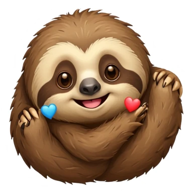A sloth acting cute with ❤️ emojis sticker