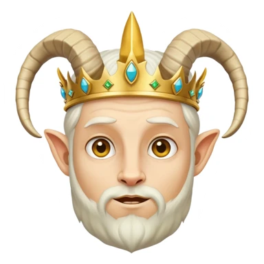 man with goat horns wearing a crown sticker