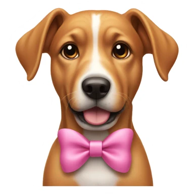 Dog wearing a pink bow sticker