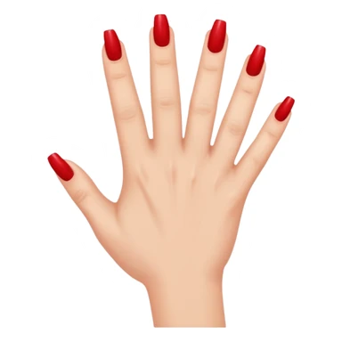 Hand with red coloured nails sticker