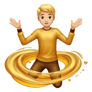 Golden liquid around the dancing boy hands sticker