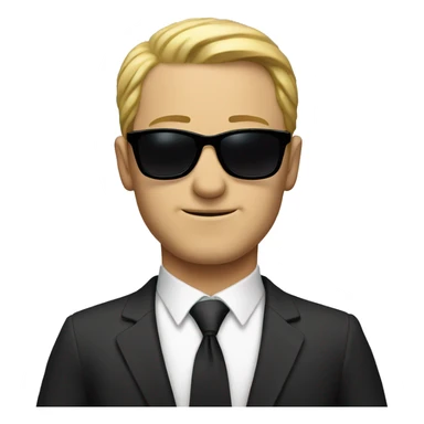 White man in suit with black sunglasses, from the waist up sticker