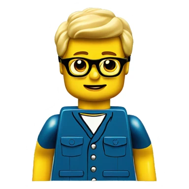 Classic yellow lego head, boy, eyeglass sticker