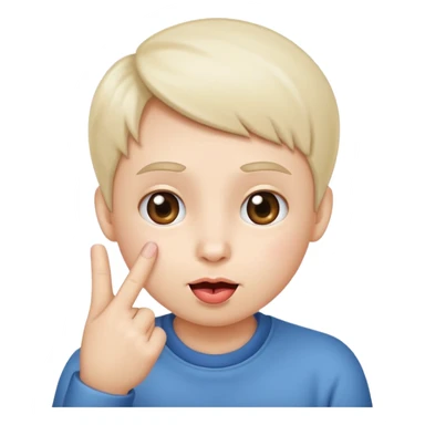 face with neutral expression, no tongue, two index fingers gently pressing on cheeks, playful and cute sticker