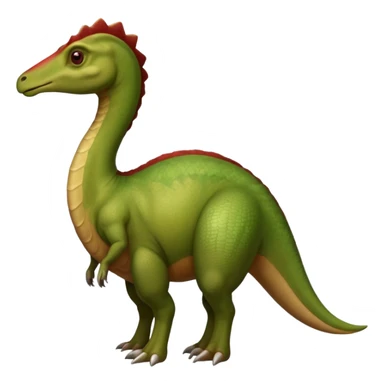 A green parasaurolophus with a dark red crest and a light brown underbelly  sticker