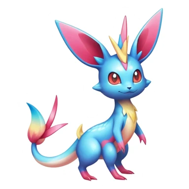 Colorful Shiny Exotic Victini-Salandit-Aurorus-Sylveon-Fakémon-hybrid-creature (full body)  sticker