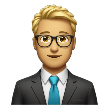 Streamer with glasses a tie and a jacket sticker