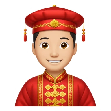 Chinese groom, traditional, culture of chinese, smiley on face. sticker