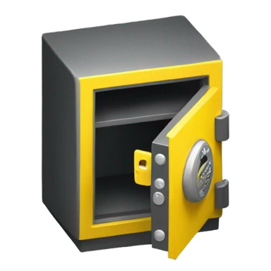 3d  isometric small safe in yellow sticker