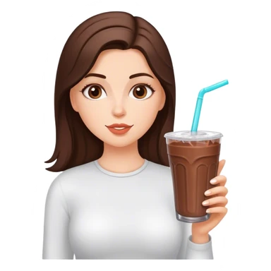White girl brunette drinking chocolate shake healthy sticker