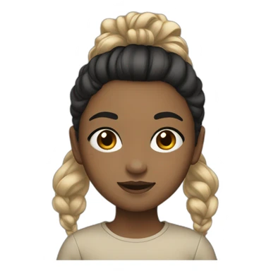 Girl,Beige,black Twin Tail Hair sticker