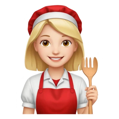 girl red apron sticker