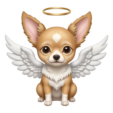 white and tan deer head chihuahua with angel wings sticker