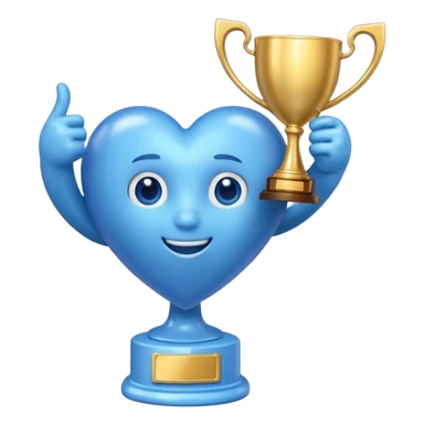 blue heart with a trophy sticker
