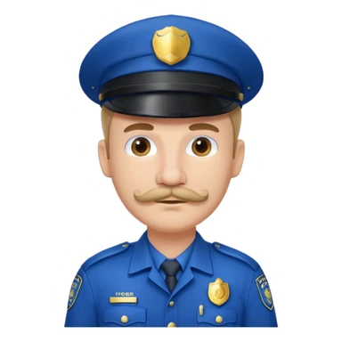Male police officer wearing white cap, mustache, realistic portrait sticker