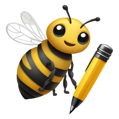 busy bee with pen sticker