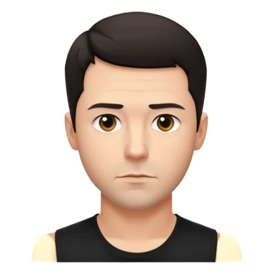 Christoph Schneider, focused look, short dark hair, sleeveless black shirt sticker