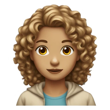 Girl long curly brown hair hazel eyes  sticker