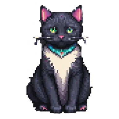 black cat sitting, simple and cute sticker
