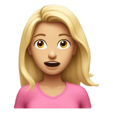 Shocked blonde girl in pink top sticker