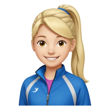 active ponytail hair teen girl in sport jacket smile happily  sticker