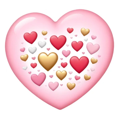 Romantic pastel red and pink and white and gold hearts sticker