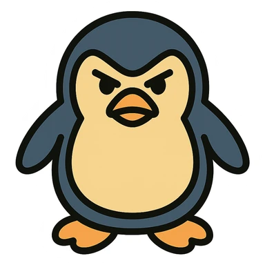 angry penguin color icon with black outlines sticker