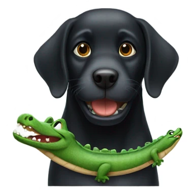 Black dog with alligator in mouth sticker