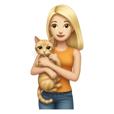 Blonde girl holding cat sticker