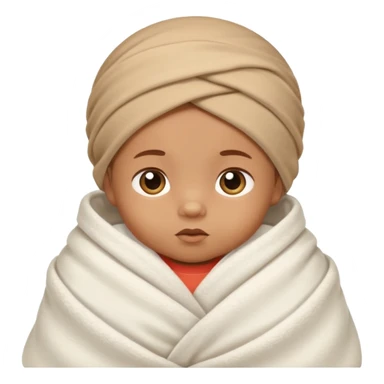 light brown skinned baby swaddled in a white blanket sticker
