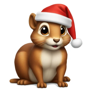 squirel wearing christmas hat sticker