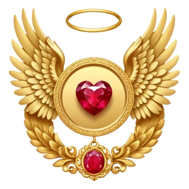  3 place award Number in frame decorated with golden angel  wings and rubby stone sticker