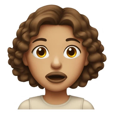 A girl with brown hair blows her lips sticker