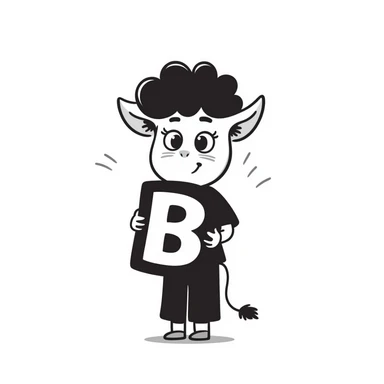 cute baby donkey in emo style holding a letter B sticker