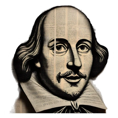 Shakespeare made of newspaper cuttings 420 roses flowers sticker