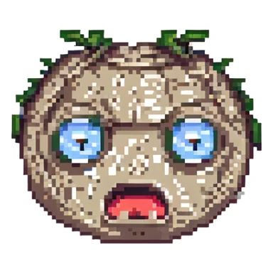 annoyed face with rolling eyes and a shocked mouth, pixel art style sticker