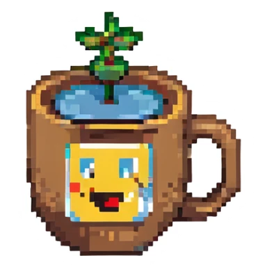 8-bit pixel art emoji,coffee in a coffee cup sticker