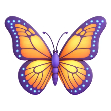 Add more magical dust, glowing and light effects as decoration behind the butterfly. Maintain the 3D cartoon, elegant, fantasy style with a transparent background. sticker