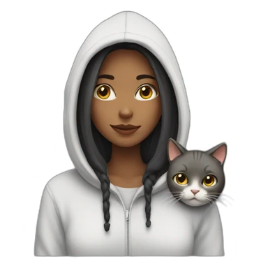 girl with hoodie and cat sticker