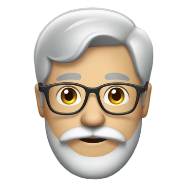 Man with Short grey Hair and  Long grey beard handlebar moustache and glasses sticker