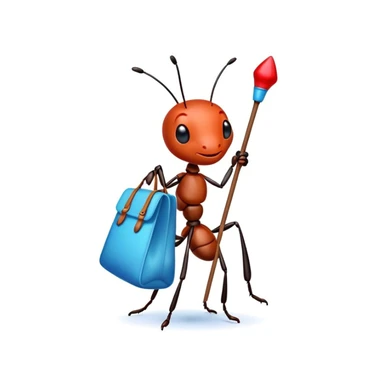 ant carrying a bag on a stick sticker