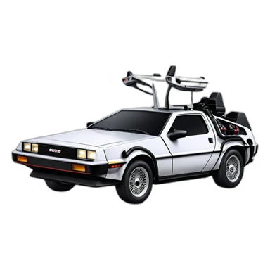 a DeLorean ECTO-1 with the Ghostbusters logo sticker