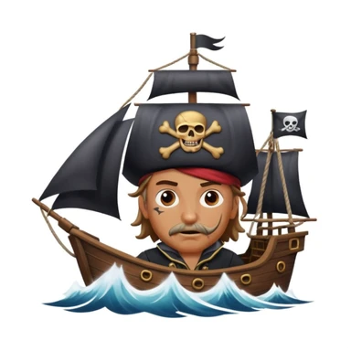 pirate with eye sailing a ship in strom sea background sticker