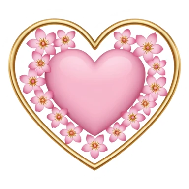 sakura heart with a gold outline sticker