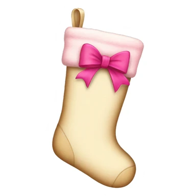 Beige Christmas stockings with pink bow on top sticker