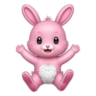Exited pink bunny, kawaii chibi fluffy ears and body jumping of excitement  sticker